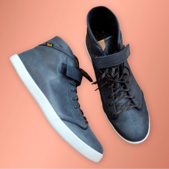 Teva Willow Chukka Sneaker Black Leather High Top Shoe Size 10 - Picture 5 of 14